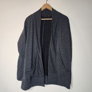 Prana Womens Medium Open Front Gray Cardigan Pockets Sweater